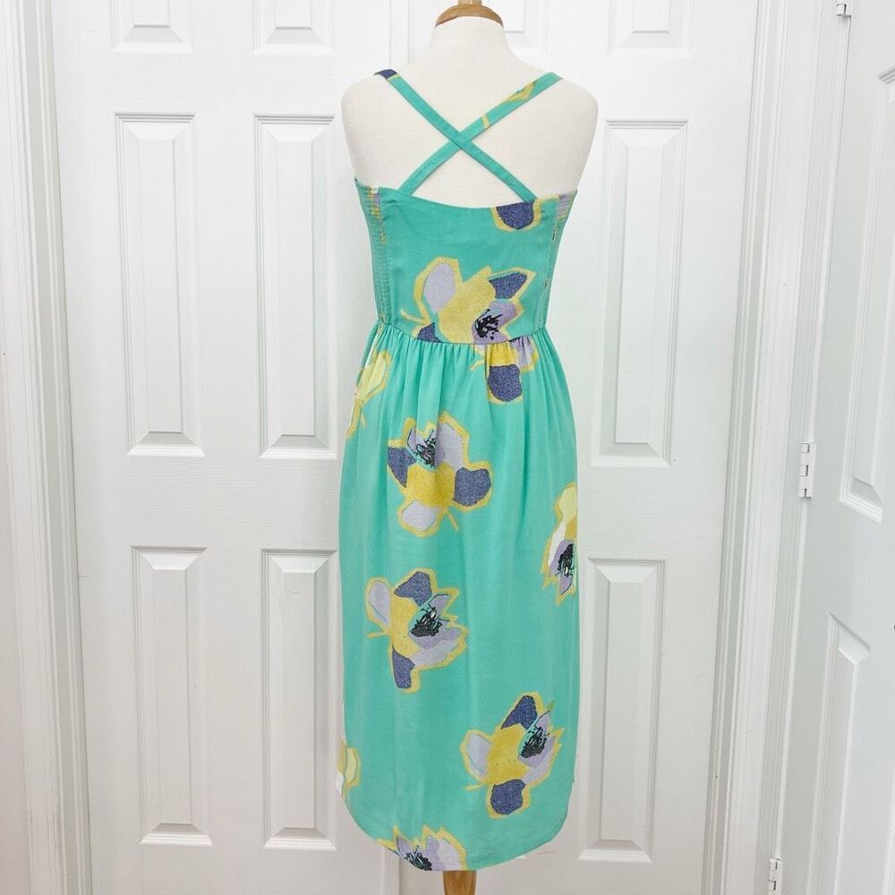 Corey Lynn Calter Womens Green Anthro Sketchbook Floral Midi Dress Size Large - Picture 4 of 6